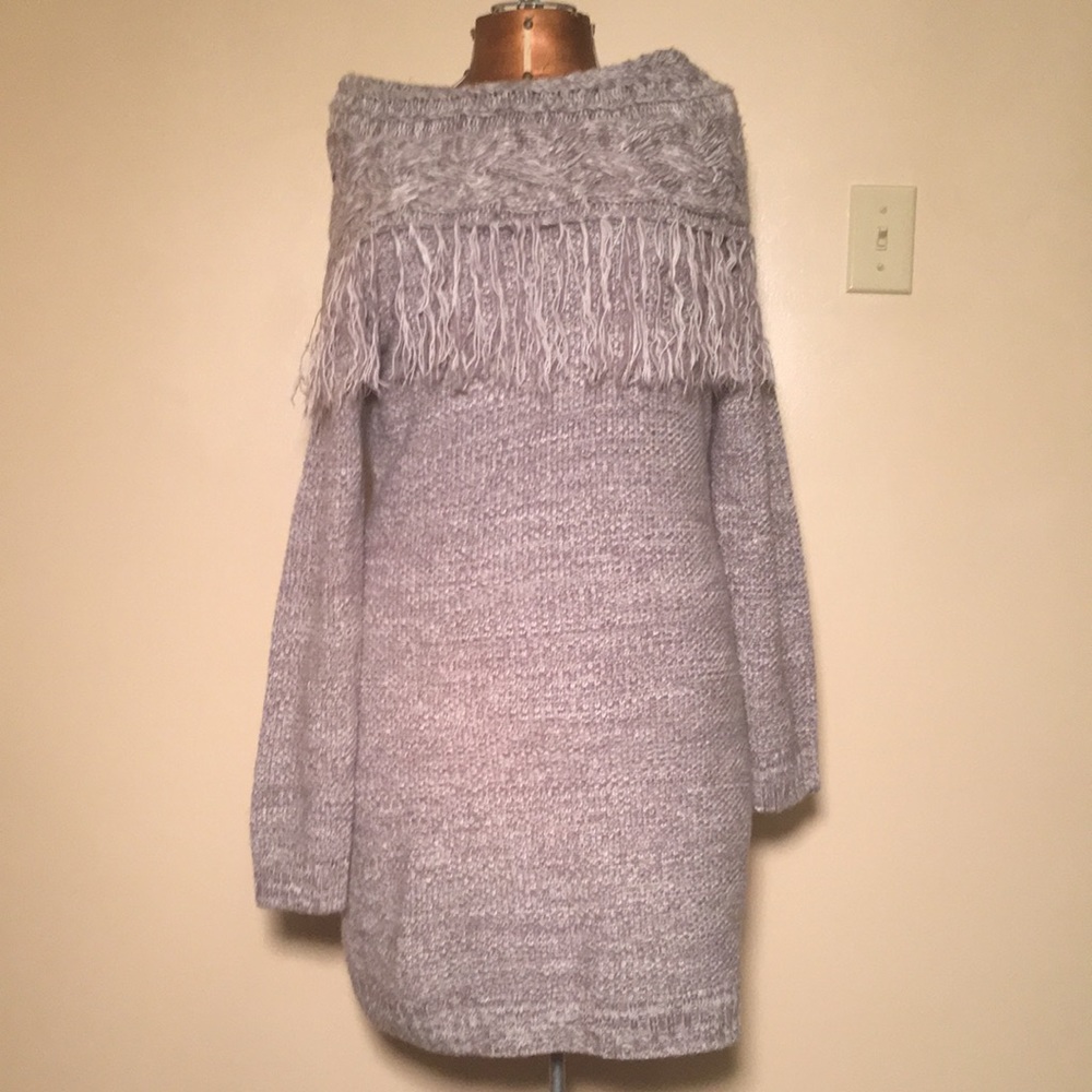 Grey Knit Sweater Dress
